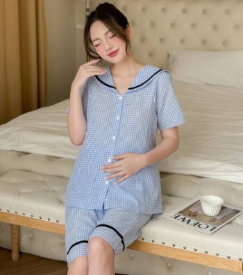 Designed Pregnancy Maternity Clothing Set Small Striped B638  Competitive Price Breathable Minimalist Casual Wear Absorbency 4