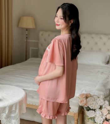 Designer Maternity Clothes Set Pink Lace Silk Shorts B608 Good Choice Anti-Shrink Sweat-Absorbent Soft Custom Logo 3