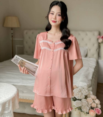 Designer Maternity Clothes Set Pink Lace Silk Shorts B608 Good Choice Anti-Shrink Sweat-Absorbent Soft Custom Logo 4