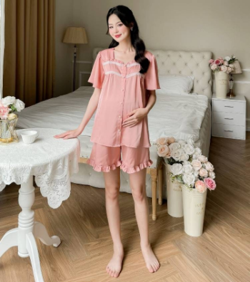 Designer Maternity Clothes Set Pink Lace Silk Shorts B608 Good Choice Anti-Shrink Sweat-Absorbent Soft Custom Logo 6