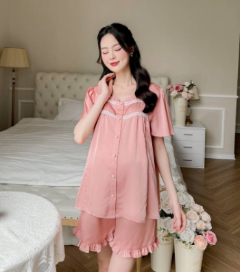 Designer Maternity Clothes Set Pink Lace Silk Shorts B608 Good Choice Anti-Shrink Sweat-Absorbent Soft Custom Logo 5