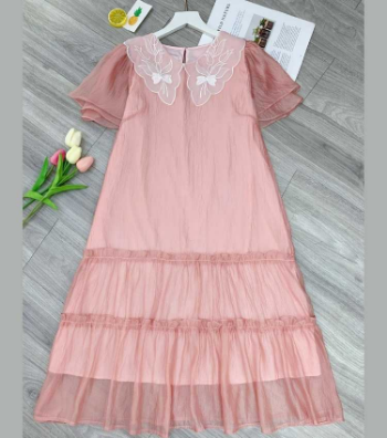 Designer Maternity Dress Pink Lace Collar Silk V1007 Top Sale  Anti-Shrink Minimalist High Elasticity Good Absorbency 8