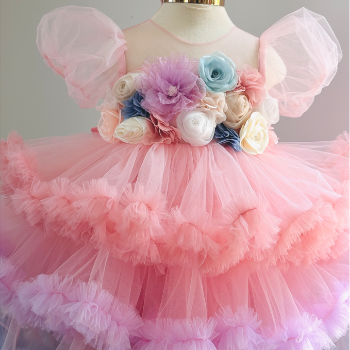 Disney Dress 3D Flower Dress with 3 Tiers Girl's Clothing Girls Dresses Princess High Quality Factory Price OEM ODM Service Made In Vietnam 2