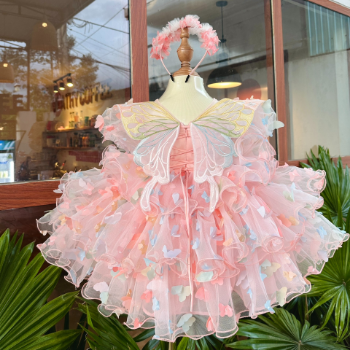 Disney Dress Butterfly Dress with 3 Tiers and Ruffled Skirt Girl's Clothing Girls Dresses Princess High Quality Factory Price OEM ODM Service Made In Vietnam 2