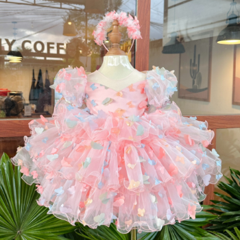 Disney Dress Butterfly Dress with 3 Tiers and Ruffled Skirt Girl's Clothing Girls Dresses Princess High Quality Factory Price OEM ODM Service Made In Vietnam 1