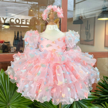 Disney Dress Butterfly Dress with 3 Tiers and Ruffled Skirt Girl's Clothing Girls Dresses Princess High Quality Factory Price OEM ODM Service Made In Vietnam 3