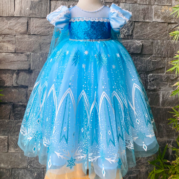 Disney Dress Elsa Long Dress with Cape Girl's Clothing Girls Dresses Princess High Quality Factory Price OEM ODM Service Made In Vietnam 8