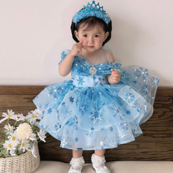 Disney Dress Elsa Short Dress with Tulle Skirt Girl's Clothing Girls Dresses Princess High Quality Factory Price OEM ODM Service Made In Vietnam 4