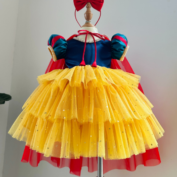 Disney Dress Snow White Three-Tiered Dress with Cape Girl's Clothing Girls Dresses Princess High Quality Factory Price OEM ODM Service Made In Vietnam  1