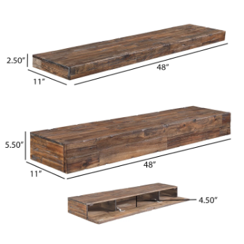 Distressed Floating Shelf Set With Hidden Storage Wood Decorative Furniture Wholesale Furniture Factory Price Made In Vietnam 2