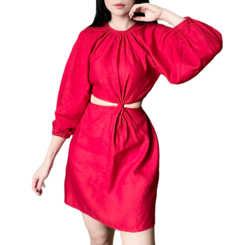 Dress Woman Wholesale Good Price Casual Women's Linen Back Button Cut Out Dress Sexy Dress For Women High Quality From Vietnam 1