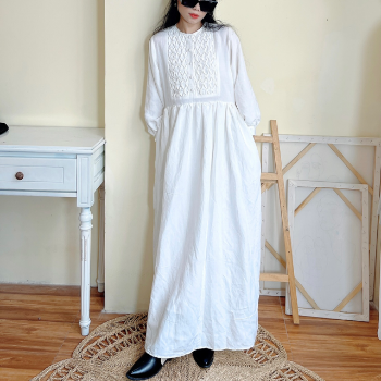 Dress Woman Wholesale Long Sleeve Boho Casual Women Linen Dress Elegant Long Dresses Women Casual High Quality From Vietnam 2