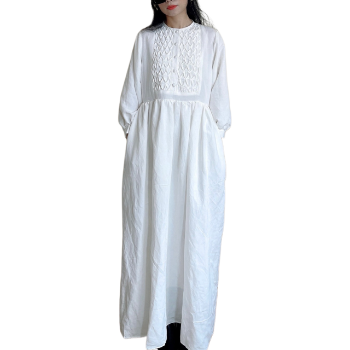 Dress Woman Wholesale Long Sleeve Boho Casual Women Linen Dress Elegant Long Dresses Women Casual High Quality From Vietnam 7