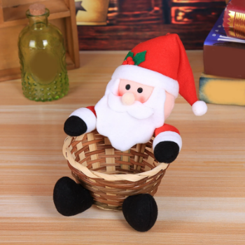 Durable Bamboo Rattan Storage Basket Handwoven Beautiful Christmas Decor Reindeer Snowmen Santa Claus Design Woven Vietnamese
