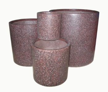 Brown Terrazzo Fibre Glass Modern Cylinder Flower Green Plant & Artificial Plant For Outdoor Garden 3