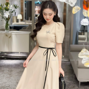 Ladies Office Dress Design Good Price Oem/Odm Service 95%Cotton Midi Elegant Style Dress Made In Vietnam Supplier 2