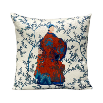 Printed Cushion Cover Mother and Children Scenic Toile 45x45cm Halinhthu Casa 100% Polyester From Vietnam 100% Polyester 7