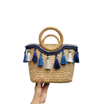 Water Hyacinth Bag Top Seller Bamboo Woven Bag For Holiday Decoration Classic Style Light Brown Color Vietnam Manufacturer 4