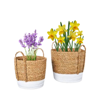 Eco Friendly Rattan Basket Storage Basket Wholesale Under Shelf For Home Decoration Flower Plant Pot Indoor 1