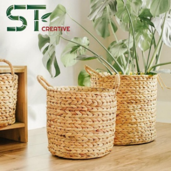 Eco Friendly Rattan Basket Storage Basket Wholesale Under Shelf For Home Decoration Flower Plant Pot Indoor 4