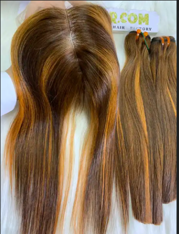 100% Human Hair Silky Straight Mix Piano Weft Hair Remy Vietnamese Double Drawn Raw Unprocessed Virgin Raw Hair 2