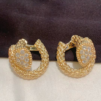 Custom Luxury Earrings Ser-pent Bo-he-me with Diamonds Moissanite in 18k Yellow Gold Silver Earrings From Vietnam Manufacturer 3