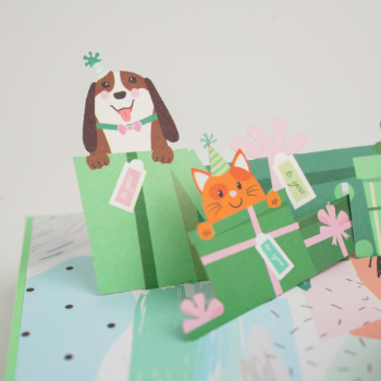 Dog And Cat Birthday Card Colorful Unique Design Good Quality Offset Printing Customized Made In Vietnam 3