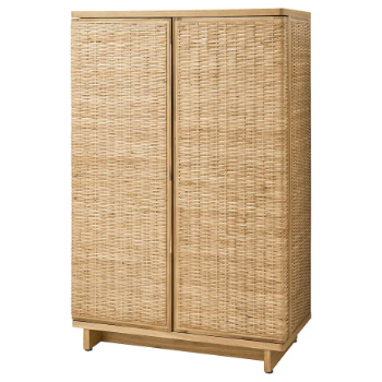 Elegant Custom Rattan Storage Cabinet with Bamboo Wood Drawers Open Door Design Durable and Stylish Rattan Storage Solution