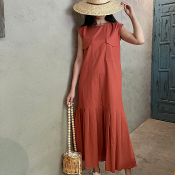 Elegant Dresses For Women Fishtail Maxi Dress Cotton Linen Women Clothing Maxi Female Vintage High Quality OEM ODM Customization 11