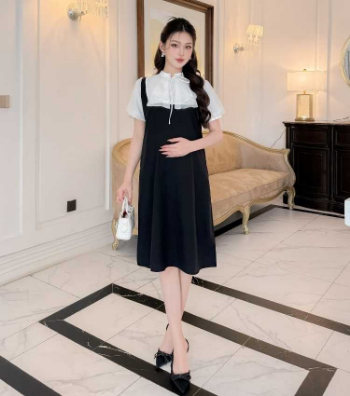 Elegant Office Style Maternity Dress With Ruffled Neck Design V987 Cheap Price Breathable Sweat-Absorbent Good Absorbency 5