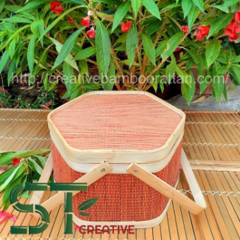 Environmentally Bamboo Handmade Picnic Basket wicker handwoven Bamboo Storage Basket With Lid Organizing Folding Picnic Basket 4