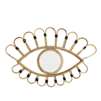 Eye shaped wall mirror made of rattan, wall hanging, home decor, highly aesthetic home decoration accessories, wholesale.