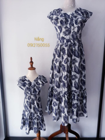 Mother & Baby Dress Set With Leaf Pattern Family Matching Outfits Fast Delivery High Quality Family Matching Outfits 9