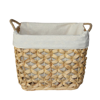 Good Quality Floral Water Hyacinth Basket - Rattan Handles On Both Side And Movable Fabric Lining Natural Stocked Removable 2