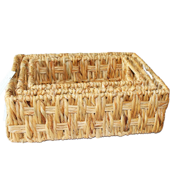 Fast Delivery Set Of 3 Twisted Water Hyacinth Storage Baskets Natural Stocked Storage Water Hyacinth Customized 6