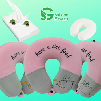 Nice Food Embroidered U-Shaped Necklace Pillow Saigon Foam Made In Vietnam 1