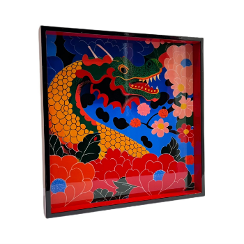 Lacquer Tray Chinoiserie Blue Pagodas Asian Zen 25.5x25.5cm Art Halinhthu Casa Customized From Vietnam Manufacturer 6