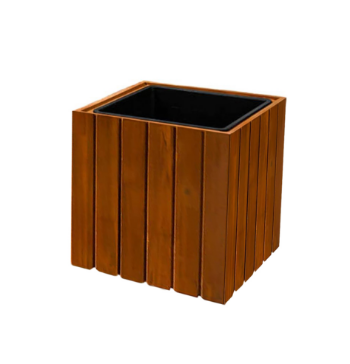 Factory Price Hardwood Square Planter With Plastic Pot Inside Wholesale Custom Natural Wood Outdoor Plant Pot From Vietnam Manufacturer 1