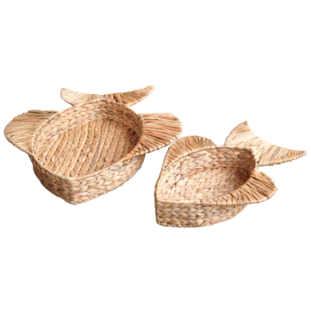 High Quality Set Of 2 Water Hyacinth Trays Fish Shapes Natural Color Double Put On Flat Surface Customized Made In Vietnam 5