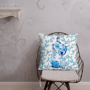 Printed Cushion Cover Mother and Children Scenic Toile 45x45cm Halinhthu Casa 100% Polyester From Vietnam 100% Polyester 3