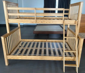 Factory Price Solid Wood Bunk Bed Frame with Storage Simply Elegant Wooden Furniture for Children's Room Handmade in Vietnam