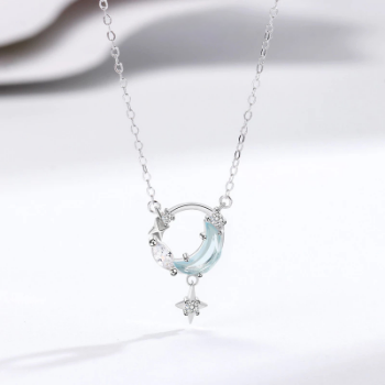 Fashion Design High Quality Jewelry 925 Silver Woman Pendant Necklaces with Moonstone Moon Pendant for Gift Party Anniversary 1