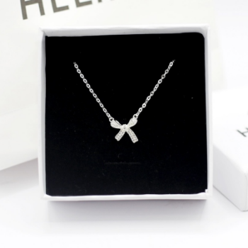 Fashion Jewelry 925 Sterling Silver Fine Pendant Necklaces with CZ Diamond Bow For Woman Vietnam Manufacturer 4