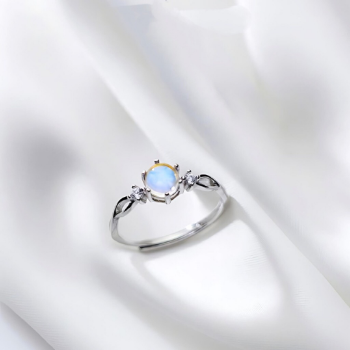 Fashionable S925 Sterling Silver Engagement Wedding Rings for Women Fine Jewelry with Moonstone Ruby Made in Vietnam 1