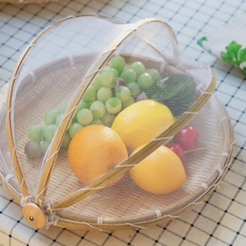 Food Storage With Cover Net Tray With Mesh Gauze Cover For Vegetable Fruit Bread Anti Mosquito Bugs Flies  Bamboo Basket Net 2