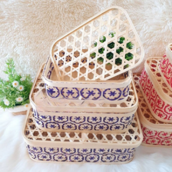 Good Price Bamboo Storage Baskets With Handle Woven Bamboo Rattan Decorative Gift Basket Lid Eco - Friendly 4