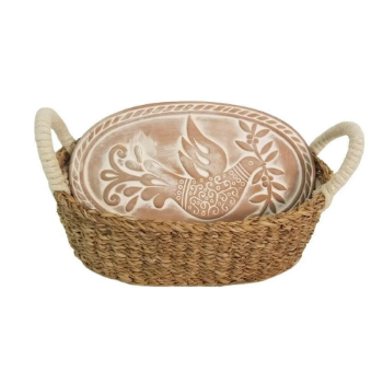 Hand woven basket rattan, bamboo, water hycinth, seagrass oval basket for holding bread and fruit, objects Fashionable