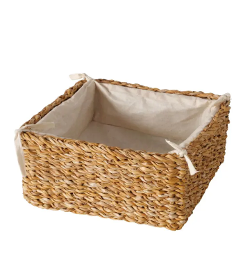 Hand-woven baskets box made of rattan, bamboo, water hyacinth, and seagrass for bread, fruit, fashion items, table decoration