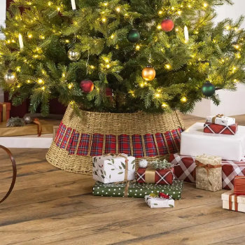 Handwoven natural seagrass Christmas tree collar, foldable, Christmas decoration, large seagrass Christmas tree skirt