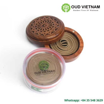 Round Incense Burning Wood Box Vietnam High Quality Agar OUD Wood Incense Stick Coil Shape for Home Decoration Warmy Oudy Fragance 1